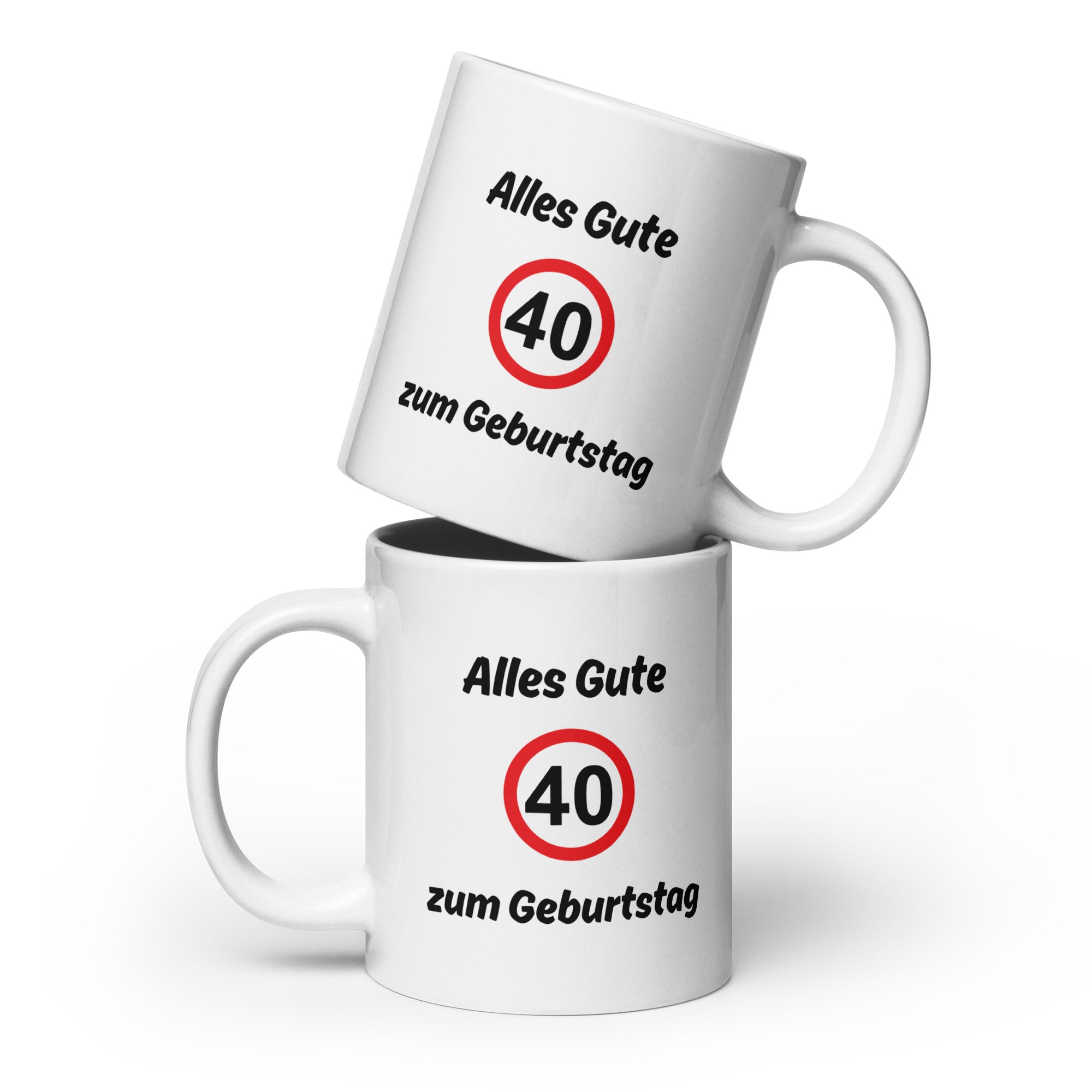 Geburtstags-Tasse ‚Alles Gute zum 40.‘ | Lustige Spruch-Tasse mit Verkehrszeichen, 325ml–592ml